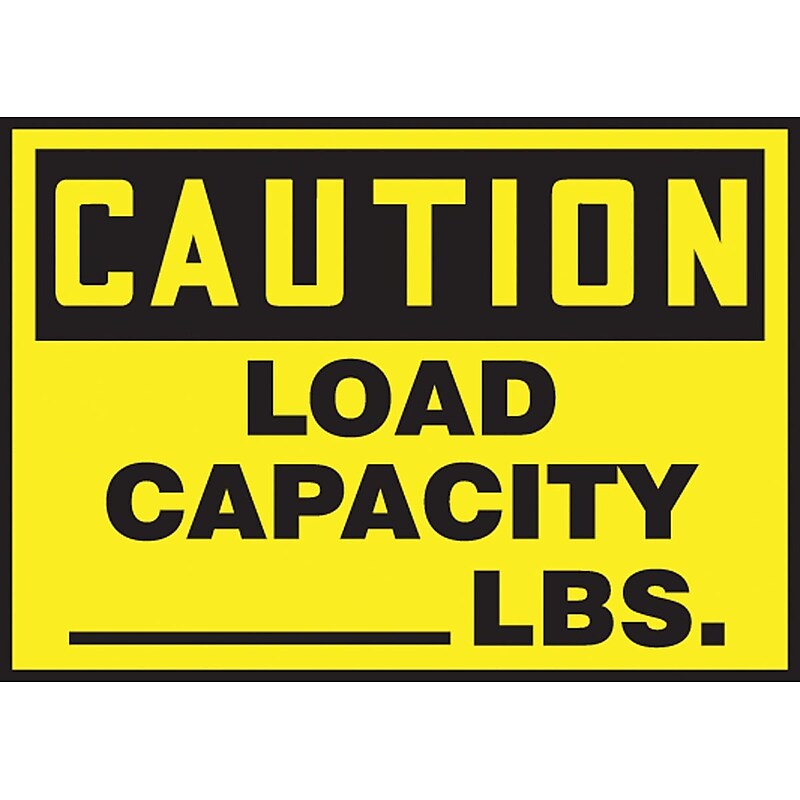 Accuform Safety Label, CAUTION LOAD CAPACITY _____ LBS., 3 1/2" x 5", Adhesive Vinyl, 5/Pack (LVHR602VSP) image 1