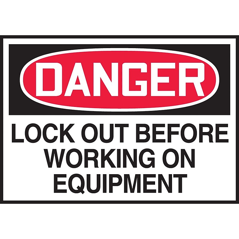 Accuform Label, DANGER LOCK OUT BEFORE WORKING ON EQUIPMENT, 3 1/2"x5", Adhesive Vinyl, 5/Pack (LLKT295VSP) image 1