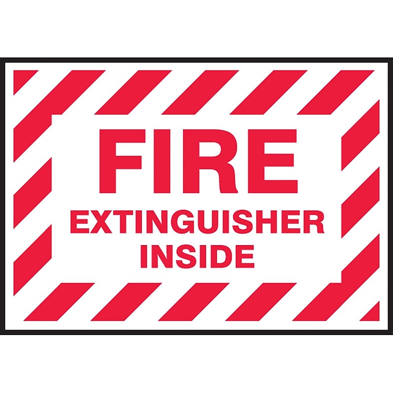 Accuform Safety Label, FIRE EXTINGUISHER INSIDE, 3 1/2" x 5", Adhesive Vinyl, 5/Pack (LFXG515VSP) image 1