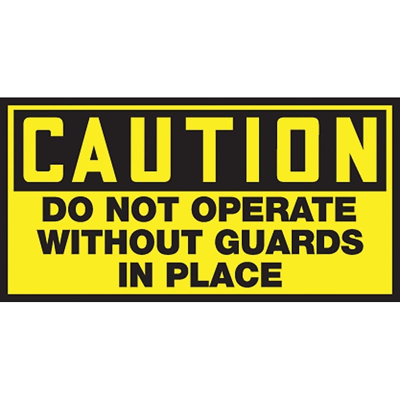 Accuform Safety Label, DO NOT OPERATE W/OUT GUARDS IN PLACE, 1 1/2"x3", Adhesive Vinyl, 10/Pack (LEQM605VSP) image 1