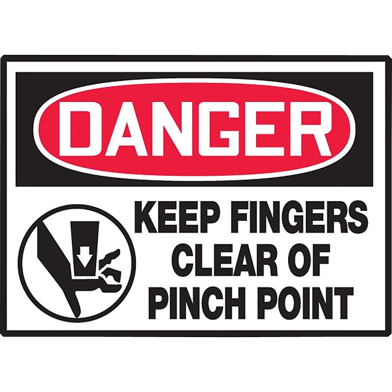Accuform Safety Label, DANGER KEEP FINGERS CLEAR OF PINCH POINT, 3 1/2"x5", Adhesive Vinyl, 5/Pack (LEQM134VSP) image 1