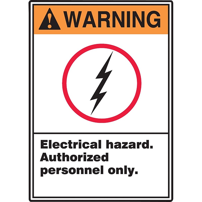 Accuform Label, WARNING ELECTRICAL HAZARD AUTHORIZED PERSONNEL, 5"x3 1/2", Adhesive Vinyl, 5/Pack (LELC335VSP) image 1