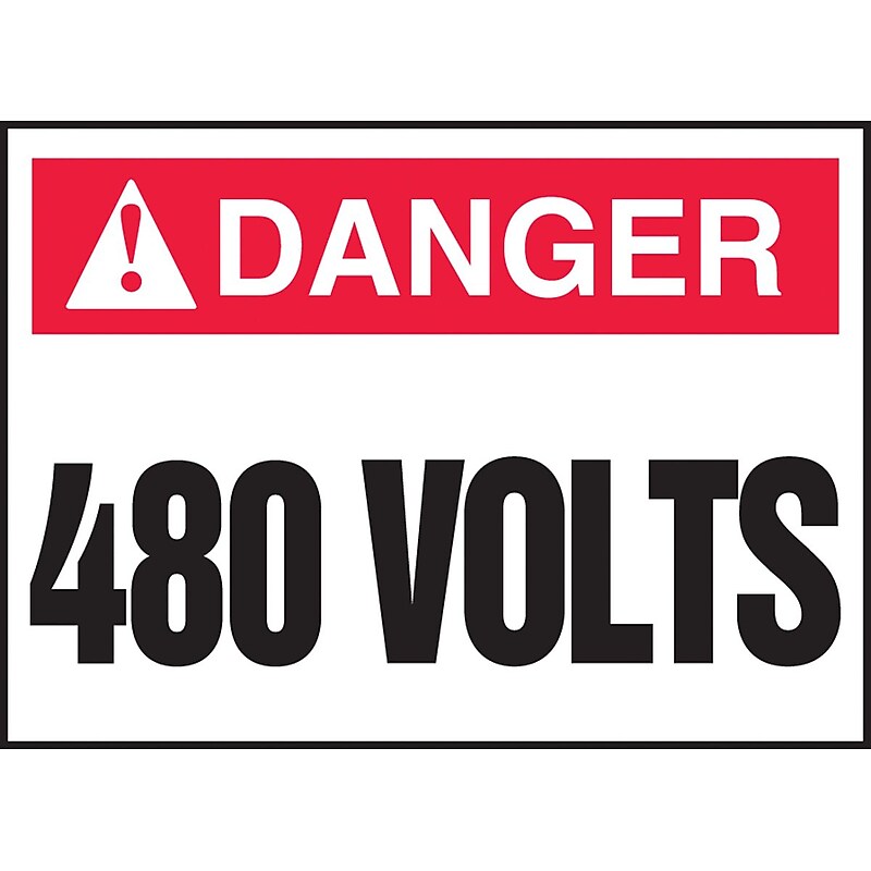 Accuform Safety Label, DANGER 480 VOLTS, 3 1/2" x 5", Adhesive Vinyl, 5/Pack (LELC220VSP) image 1