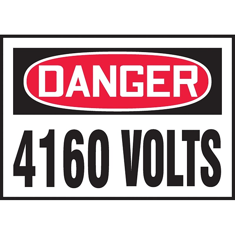Accuform Safety Label, DANGER 4160 VOLTS, 3 1/2" x 5", Adhesive Vinyl, 5/Pack (LELC167VSP) image 1