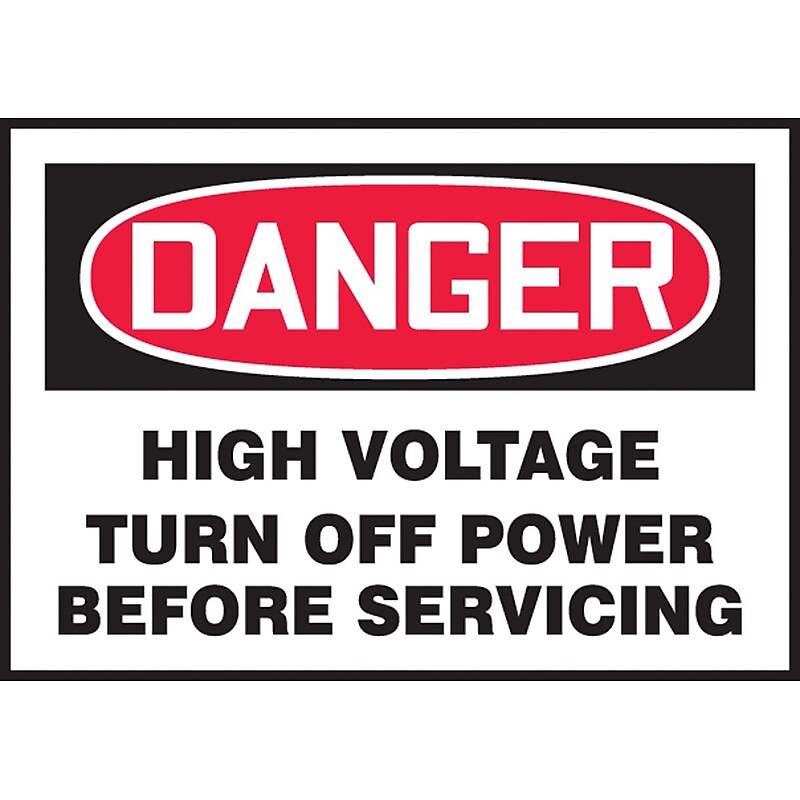 Accuform Label, DANGER HIGH VOLT TURN OFF POWER BEFORE SERVICING, 3½"x5" Adhesive Vinyl, 5/Pack (LELC103VSP) image 1
