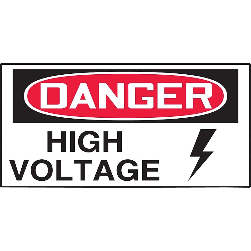 Accuform Safety Label, DANGER HIGH VOLTAGE, 1 1/2" x 3", Adhesive Vinyl, 10/Pack (LELC101VSP) image 1