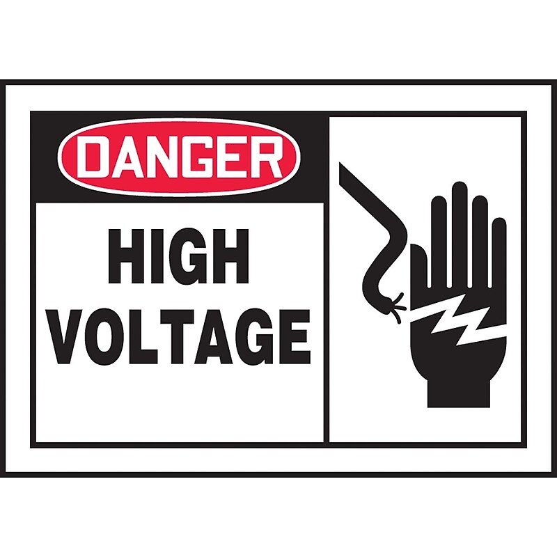 Accuform Safety Label, DANGER HIGH VOLTAGE, 3 1/2" x 5", Adhesive Vinyl, 5/Pack (LELC055VSP) image 1