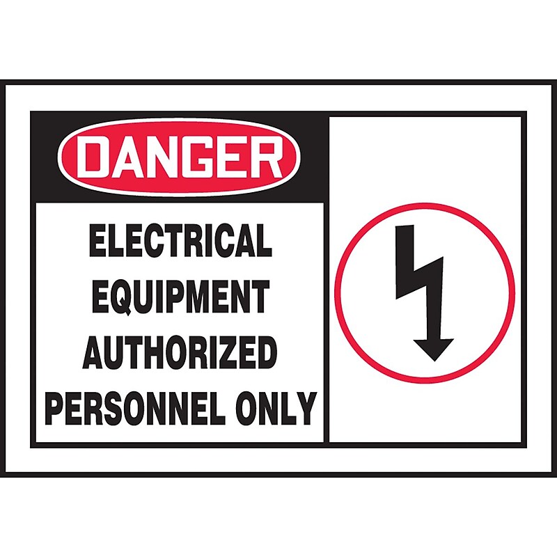 Accuform Label, DANGER ELECTRICAL EQUIPMENT AUTHORIZED PERSONNEL, 3 1/2"x5" Adhesive Vinyl, 5/Pack (LELC053VSP) image 1