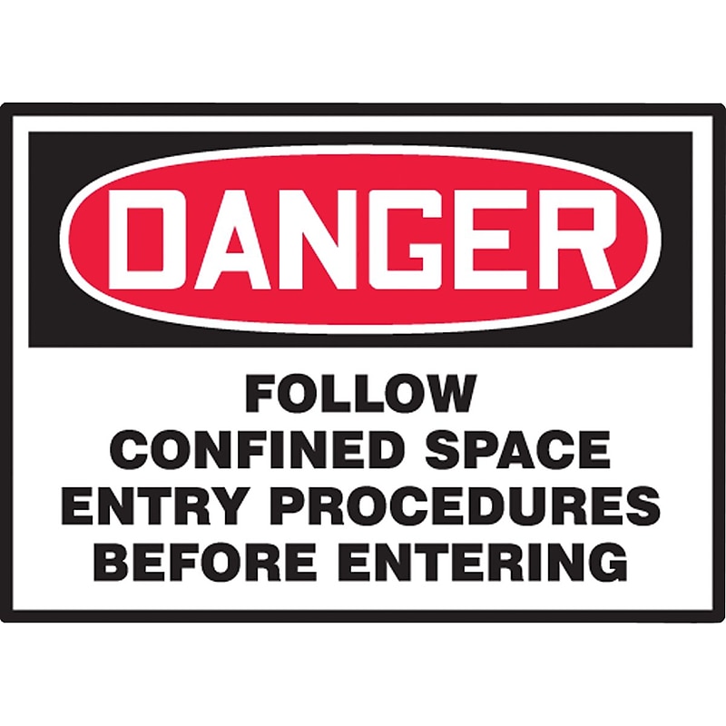 Accuform Label, DANGER FOLLOW SPACE ENTRY PROCEDURES BEFORE ENTERING, 3½"x5", Vinyl, 5/Pack (LCSP274VSP) image 1