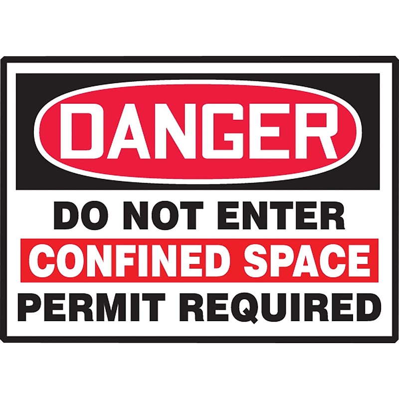 Accuform Label, DANGER DO NOT ENTER CONFINED SPACE PERMIT REQ'D, 3 1/2"x5", Adhesive Vinyl, 5/Pack (LCSP268VSP) image 1