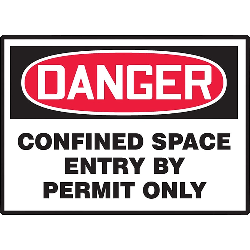 Accuform Label, DANGER CONFINED SPACE ENTRY BY PERMIT ONLY, 3 1/2"x5", Adhesive Vinyl, 5/Pack (LCSP244VSP) image 1