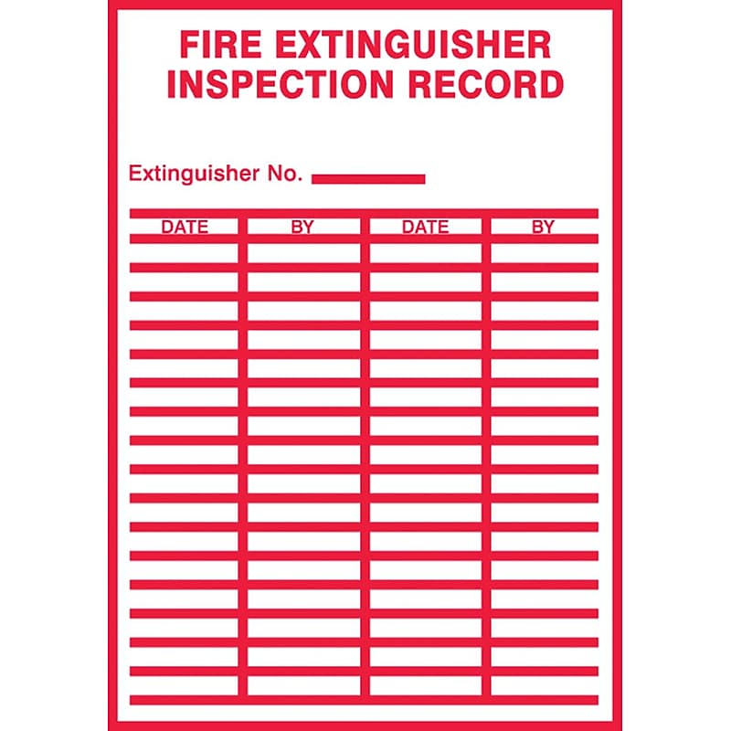 Accuform Safety Label, FIRE EXTINGUISHER INSPECTION RECORD, 5" x 3½", Adhesive Vinyl, 5/Pack (LFXG529VSP) image 1