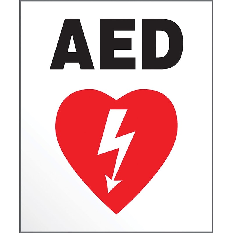 Accuform Safety Label, AED, 6" x 5", Adhesive Vinyl, 5/Pack (LFSD521VSP) image 1