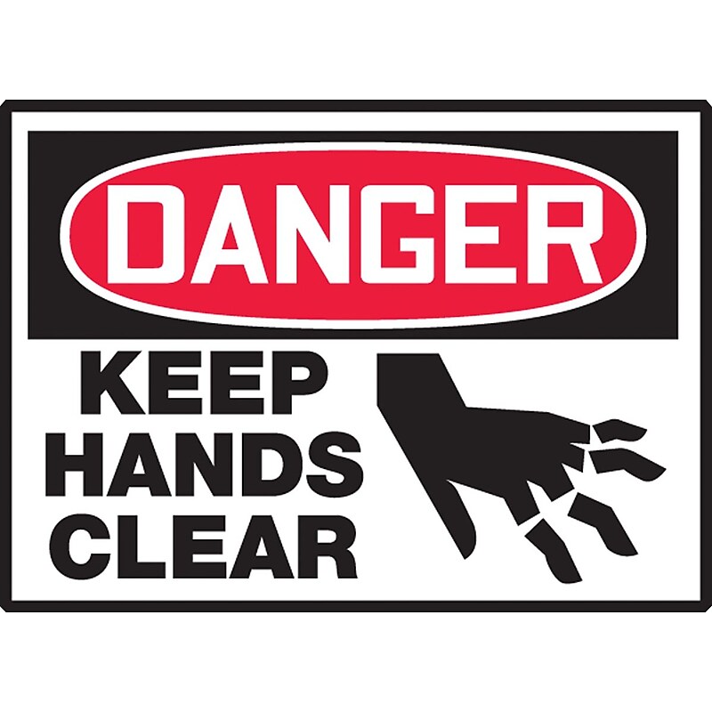 Accuform Safety Label, DANGER KEEP HANDS CLEAR, 3 1/2" x 5", Adhesive Vinyl, 5/Pack (LEQM133VSP) image 1