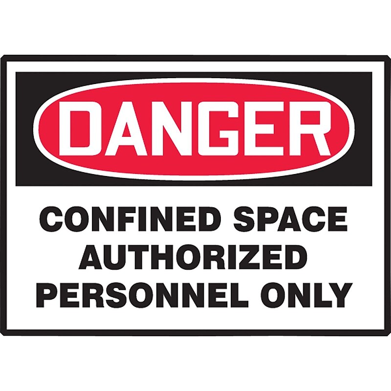 Accuform Safety Label, DANGER CONFINED SPACE AUTHORIZED PERSONNEL ONLY, 3 1/2" x 5", Adhesive Vinyl, 5/Pack (LCSP240VSP) image 1