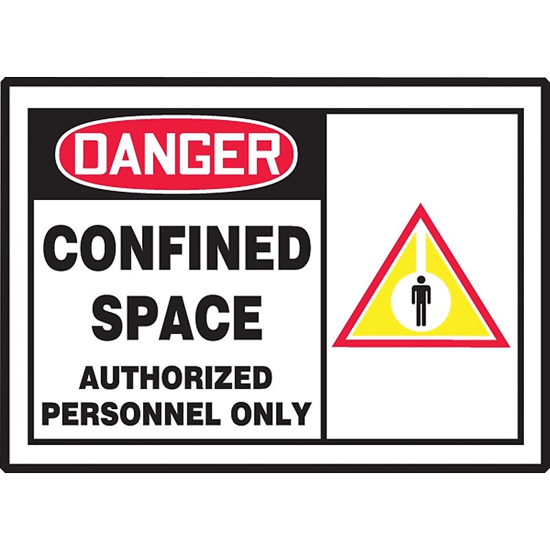 Accuform Safety Label, DANGER CONFINED SPACE AUTHORIZED PERSONNEL ONLY, 3½" x 5", Adhesive Vinyl, 5/Pack (LCSP001VSP) image 1