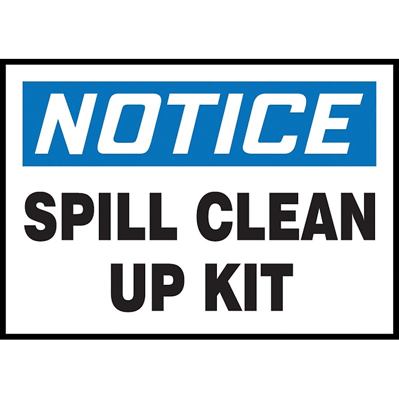 Accuform Safety Label, NOTICE SPILL CLEAN UP KIT, 3 1/2" x 5", Adhesive Vinyl, 5/Pack (LCHL807VSP) image 1
