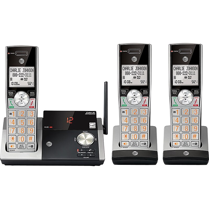 AT&T 3-Handset Cordless Telephone, Silver and Black (CL82315) image 1