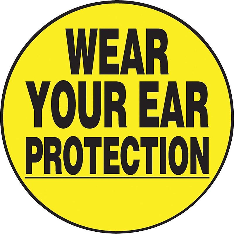 Accuform Hard Hat/Helmet Decal, WEAR YOUR EAR PROTECTION, 2 1/4", Adhesive Vinyl, 10/Pack (LHTL390) image 1