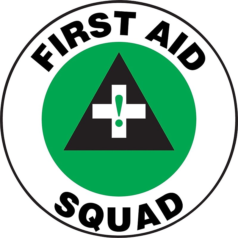 Accuform Hard Hat/Helmet Decal, FIRST AID SQUAD, 2¼", Adhesive Vinyl, 10/Pack (LHTL123) image 1