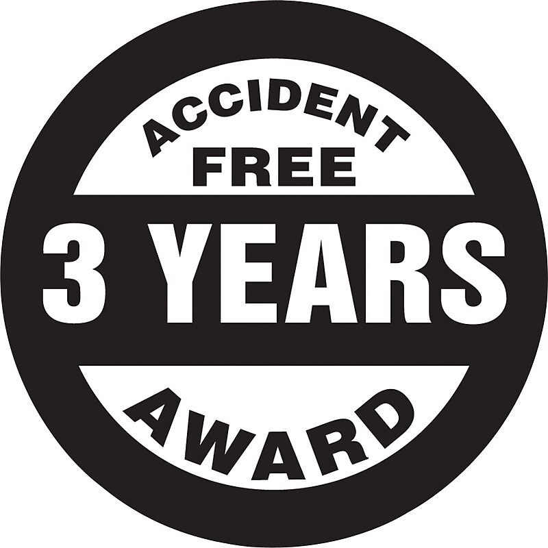 Accuform Hard Hat/Helmet Decal, ACCIDENT FREE AWARD - 3 YEARS, 2¼", Adhesive Vinyl, 10/Pack (LHTL374) image 1