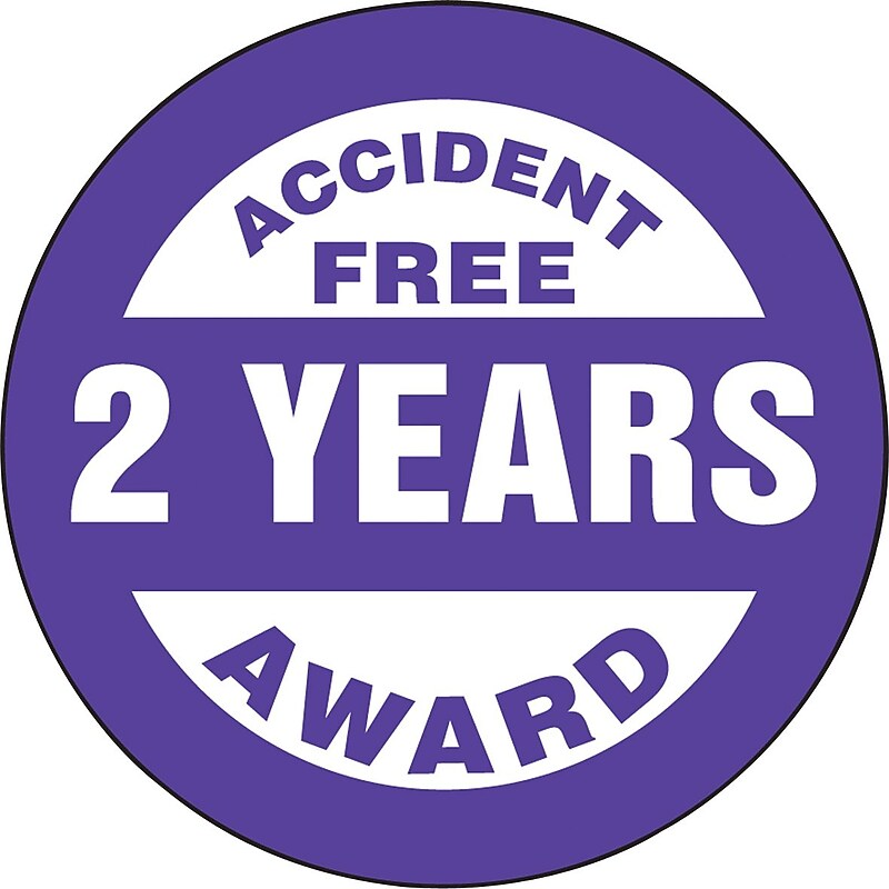 Accuform Hard Hat/Helmet Decal, ACCIDENT FREE AWARD - 2 YEARS, 2¼", Adhesive Vinyl, 10/Pack (LHTL372) image 1