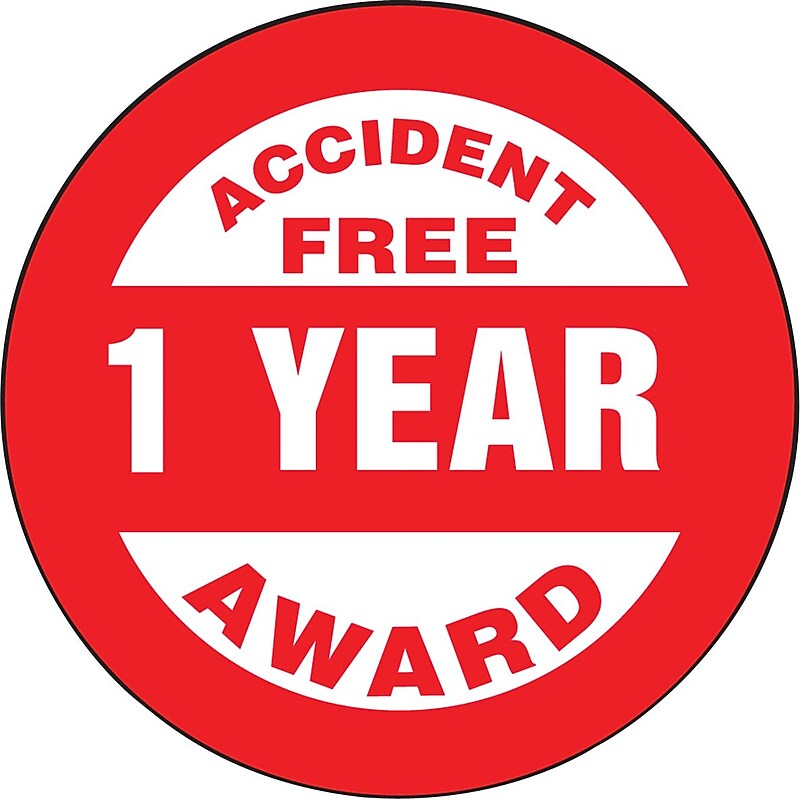 Accuform Hard Hat/Helmet Decal, ACCIDENT FREE AWARD - 1 YEAR, 2 1/4", Adhesive Vinyl, 10/Pack (LHTL370) image 1
