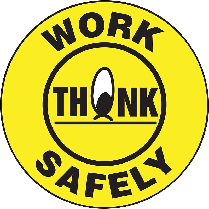 Accuform Hard Hat/Helmet Decal, THINK WORK SAFELY, 2 1/4", Adhesive Vinyl, 10/Pack (LHTL326) image 1