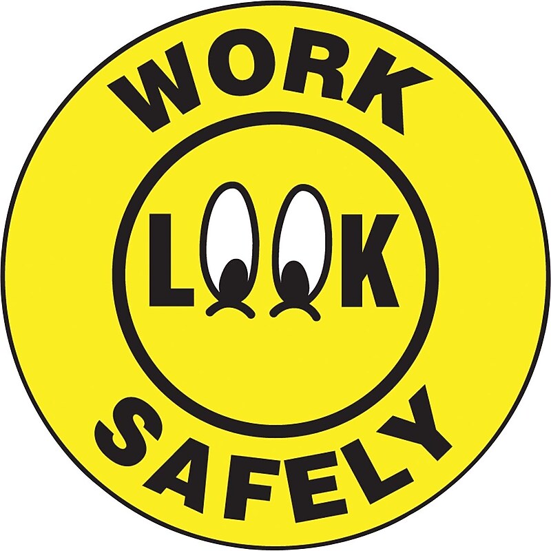 Accuform Hard Hat/Helmet Decal, LOOK WORK SAFELY, 2¼", Adhesive Vinyl, 10/Pack (LHTL328) image 1