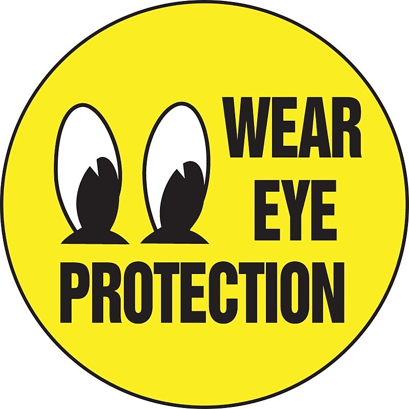 Accuform Hard Hat/Helmet Decal, WEAR EYE PROTECTION, 2 1/4", Adhesive Vinyl, 10/Pack (LHTL388) image 1