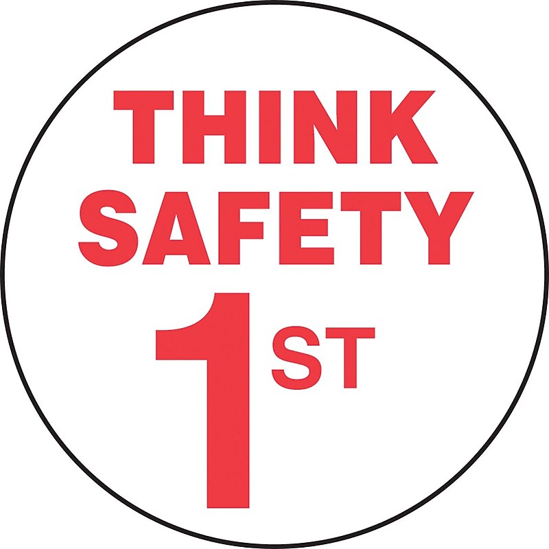 Accuform Hard Hat/Helmet Decal, THINK SAFETY 1ST, 2 1/4", Adhesive Vinyl, 10/Pack (LHTL193) image 1