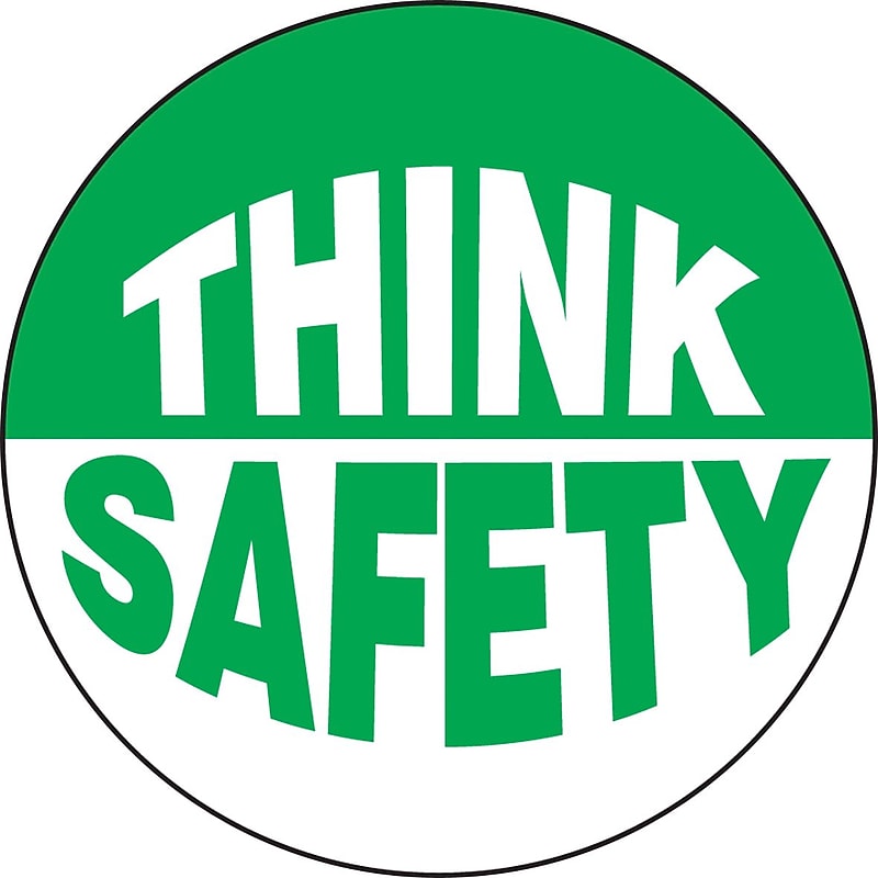 Accuform Hard Hat/Helmet Decal, THINK SAFETY, 2 1/4", Adhesive Vinyl, 10/Pack (LHTL196) image 1