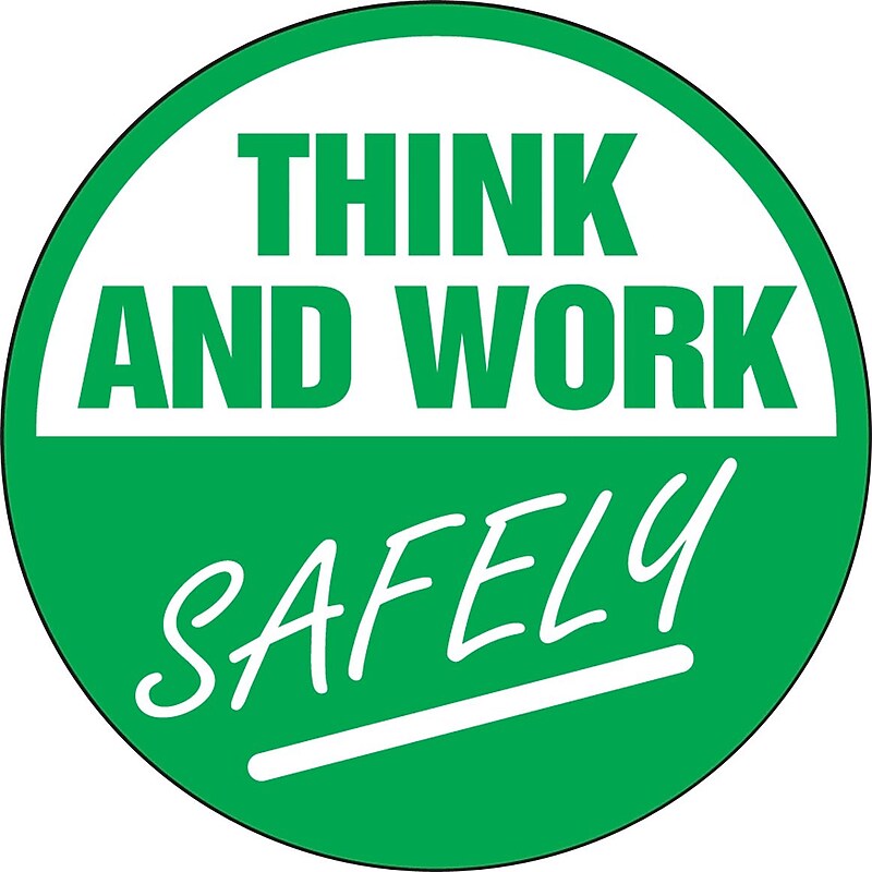Accuform Hard Hat/Helmet Decal, THINK AND WORK SAFELY, 2¼", Adhesive Vinyl, 10/Pack (LHTL306) image 1