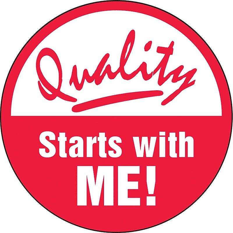 Accuform Hard Hat/Helmet Decal, QUALITY STARTS WITH ME!, 2 1/4", Adhesive Vinyl, 10/Pack (LHTL302) image 1