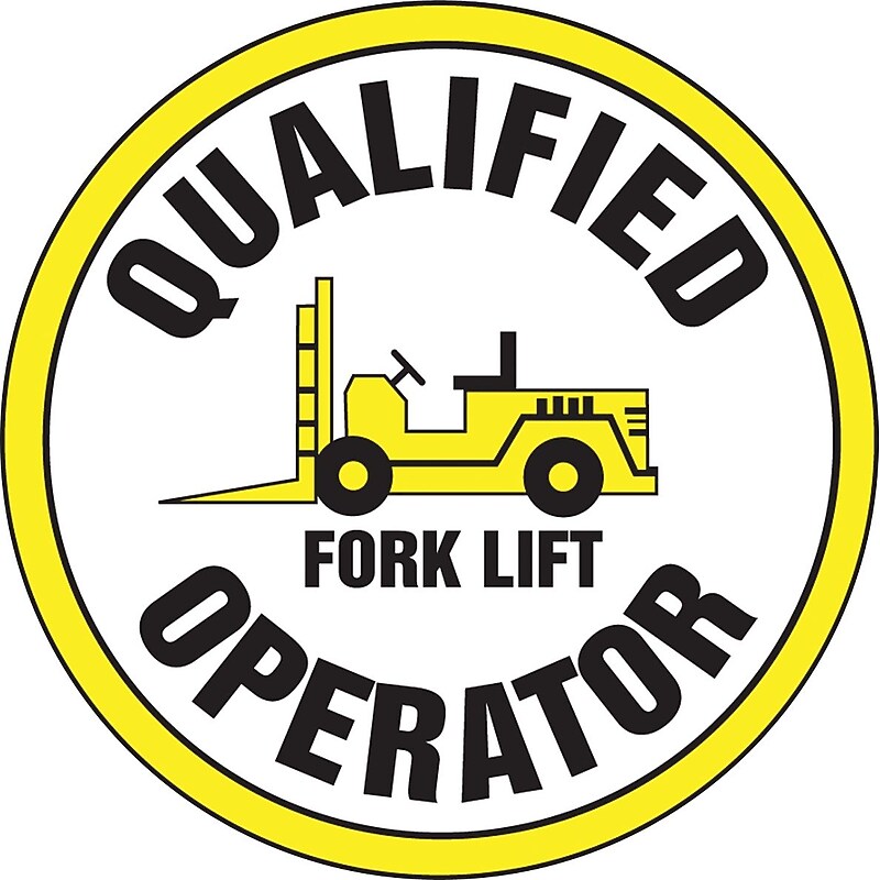 Accuform Hard Hat/Helmet Decal, QUALIFIED FORK LIFT OPERATOR, 2 1/4", Adhesive Vinyl, 10/Pack (LHTL340) image 1
