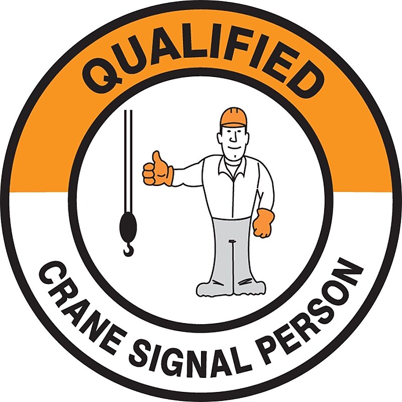 Accuform Hard Hat/Helmet Decal, QUALIFIED CRANE SIGNAL PERSON, 2¼", Adhesive Vinyl, 10/Pack (LHTL339) image 1