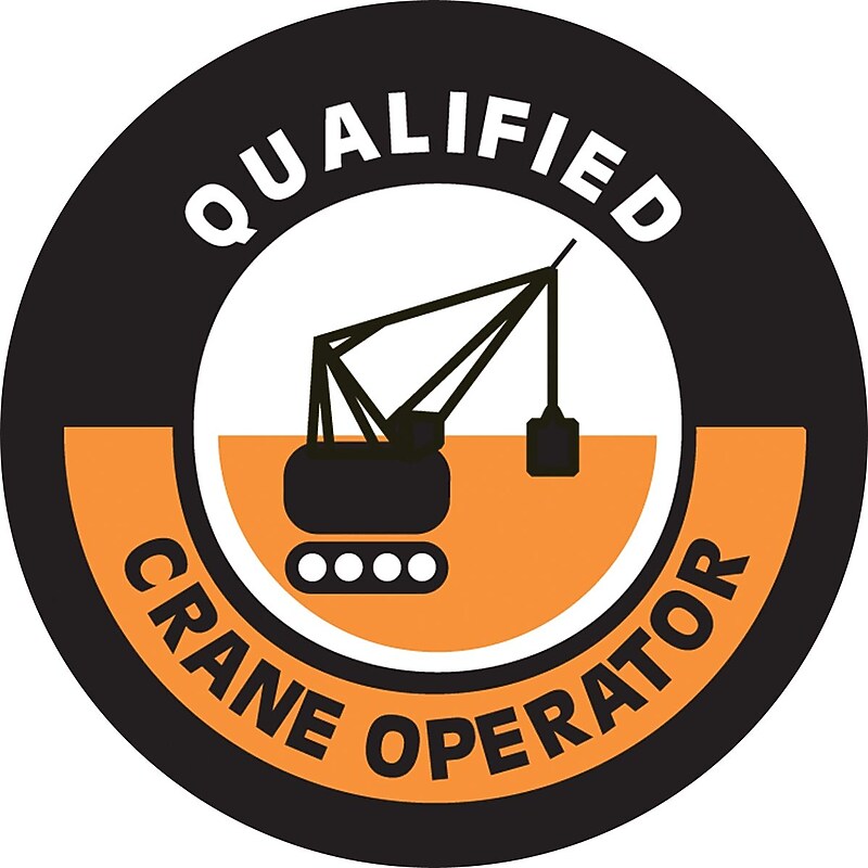 Accuform Hard Hat/Helmet Decal, QUALIFIED CRANE OPERATOR, 2 1/4", Adhesive Vinyl, 10/Pack (LHTL352) image 1
