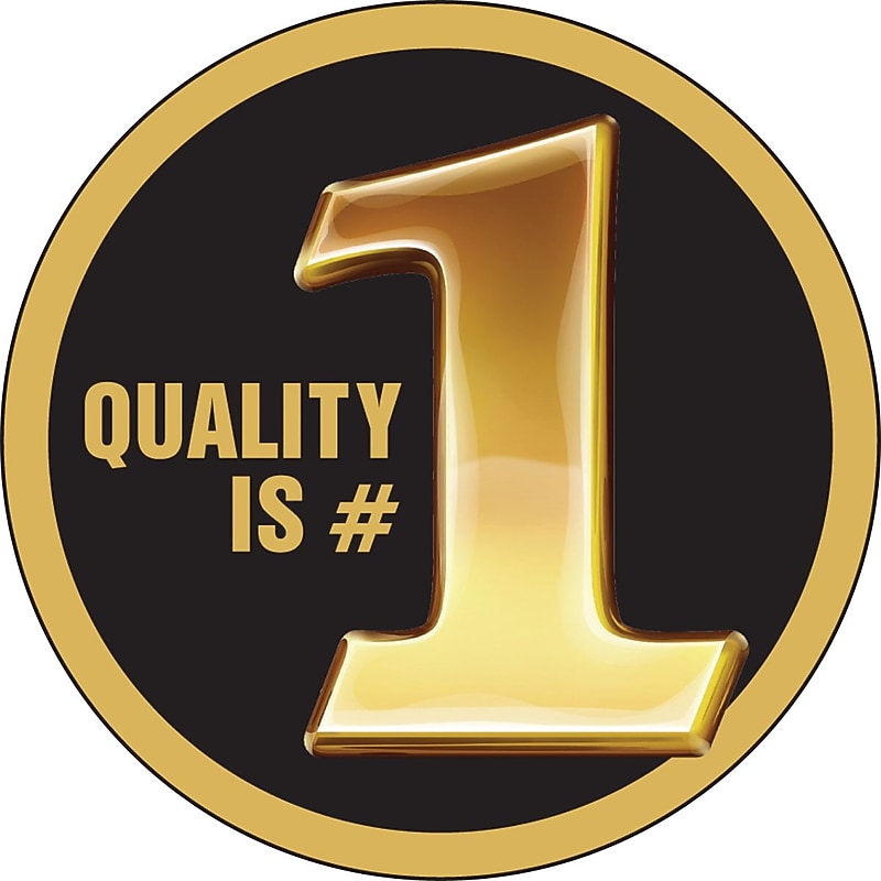 Accuform Hard Hat/Helmet Decal, QUALITY IS #1, 2¼", Adhesive Vinyl, 10/Pack (LHTL160) image 1