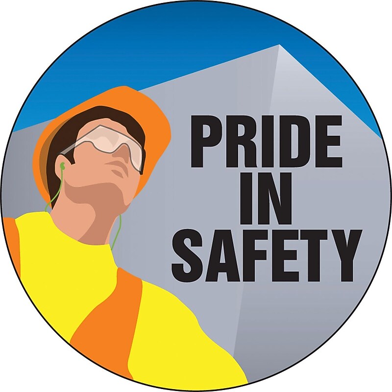Accuform Hard Hat/Helmet Decal, PRIDE IN SAFETY, 2 1/4", Adhesive Vinyl, 10/Pack (LHTL212) image 1