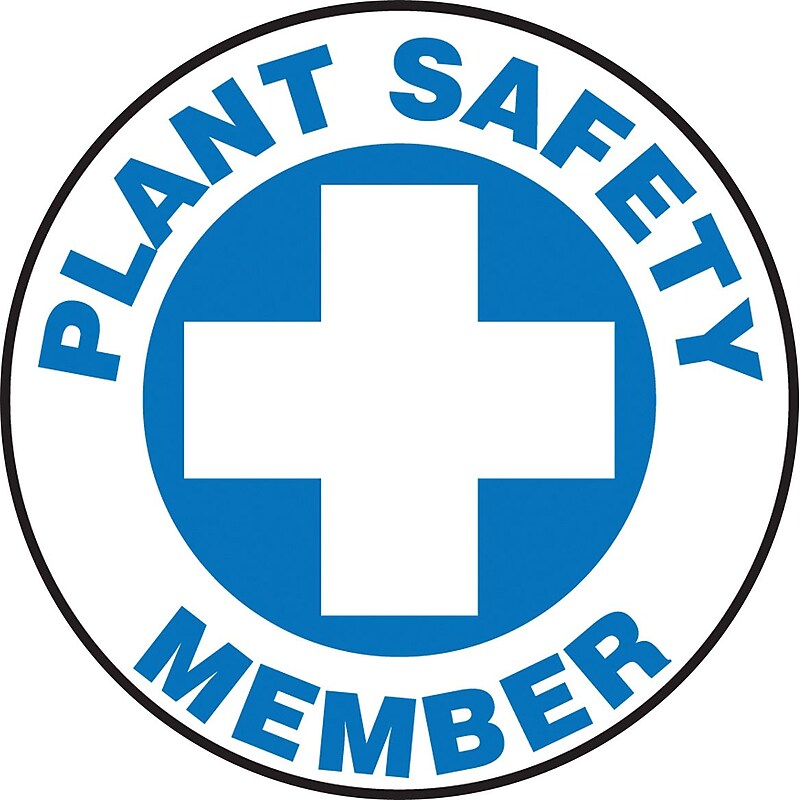 Accuform Hard Hat/Helmet Decal, PLANT SAFETY MEMBER, 2¼", Adhesive Vinyl, 10/Pack (LHTL143) image 1