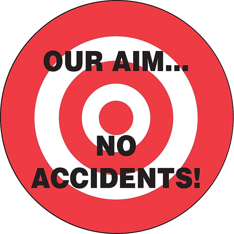 Accuform Hard Hat/Helmet Decal, OUR AIM...NO ACCIDENTS!, 2¼", Adhesive Vinyl, 10/Pack (LHTL167) image 1