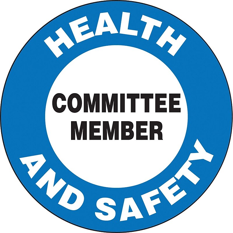 Accuform Hard Hat/Helmet Decal, HEALTH AND SAFETY COMMITTEE MEMBER, 2 1/4", Adhesive Vinyl, 10/Pack (LHTL131) image 1