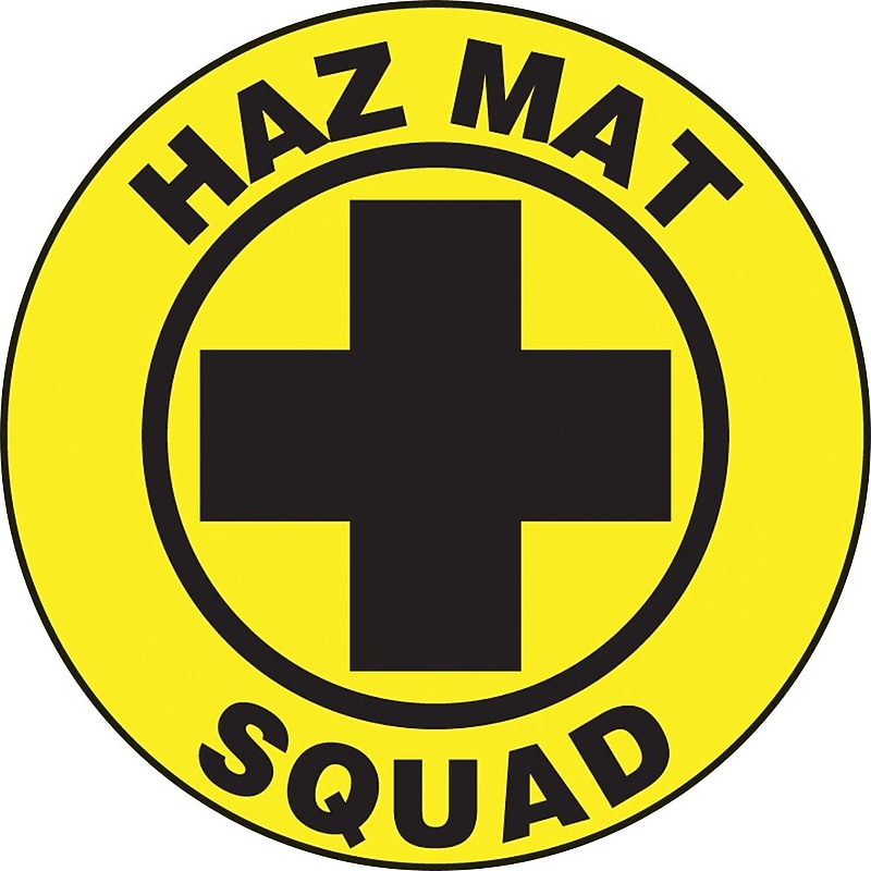 Accuform Hard Hat/Helmet Decal, HAZ MAT SQUAD, 2 1/4", Adhesive Vinyl, 10/Pack (LHTL129) image 1