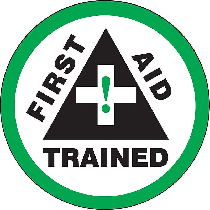 Accuform Hard Hat/Helmet Decal, FIRST AID TRAINED, 2 1/4", Adhesive Vinyl, 10/Pack (LHTL315) image 1