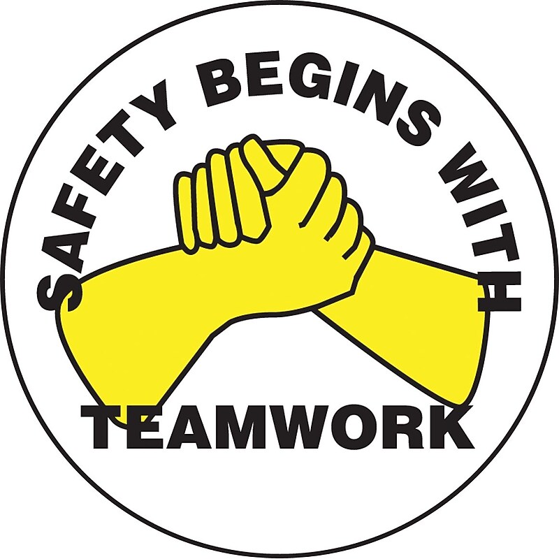 Accuform Hard Hat/Helmet Decal, SAFETY BEGINS WITH TEAMWORK, 2 1/4", Adhesive Vinyl, 10/Pack (LHTL171) image 1