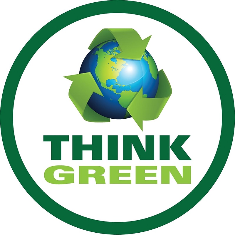 Accuform Hard Hat/Helmet Decal, THINK GREEN, 2 1/4", Adhesive Vinyl, 10/Pack (LHTL408) image 1