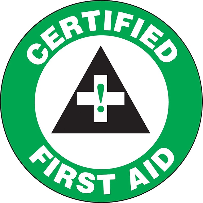 Accuform Hard Hat/Helmet Decal, CERTIFIED FIRST AID, 2 1/4", Adhesive Vinyl, 10/Pack (LHTL109) image 1