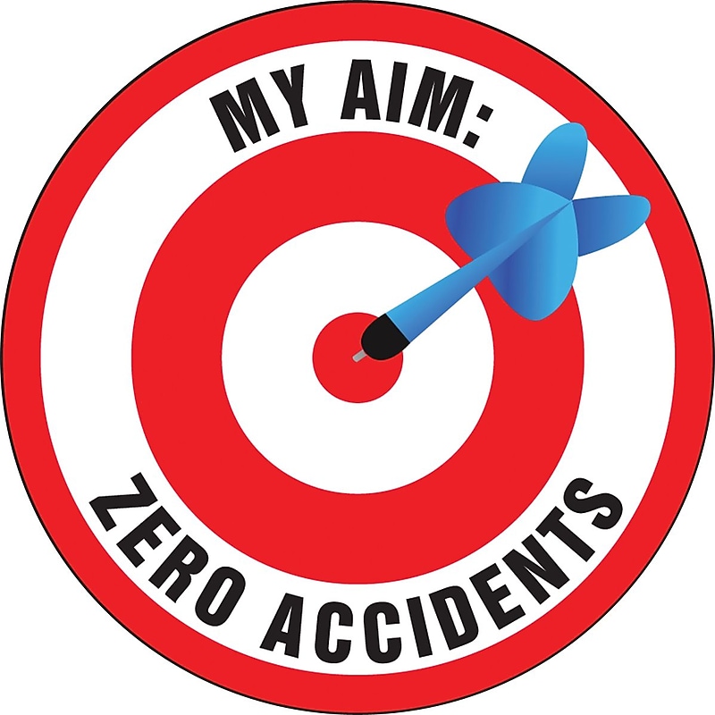 Accuform Hard Hat/Helmet Decal, MY AIM: ZERO ACCIDENTS, 2¼", Adhesive Vinyl, 10/Pack (LHTL140) image 1