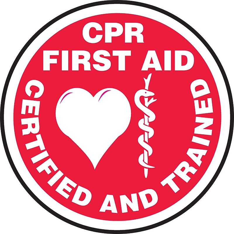Accuform Hard Hat/Helmet Decal, CPR FIRST AID CERTIFIED & TRAINED, 2 1/4", Adhesive Vinyl, 10/Pack (LHTL348) image 1