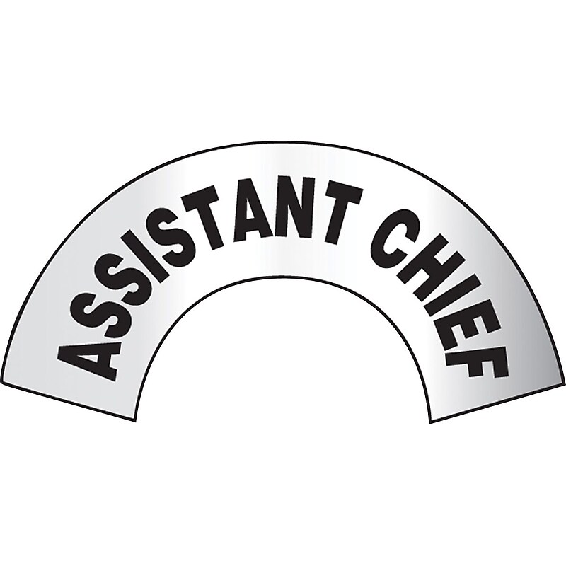 Accuform ER Reflective Helmet Sticker, ASSISTANT CHIEF, 3"x6-7/8", Adhesive Vinyl (MRBWRV01RFV) image 1